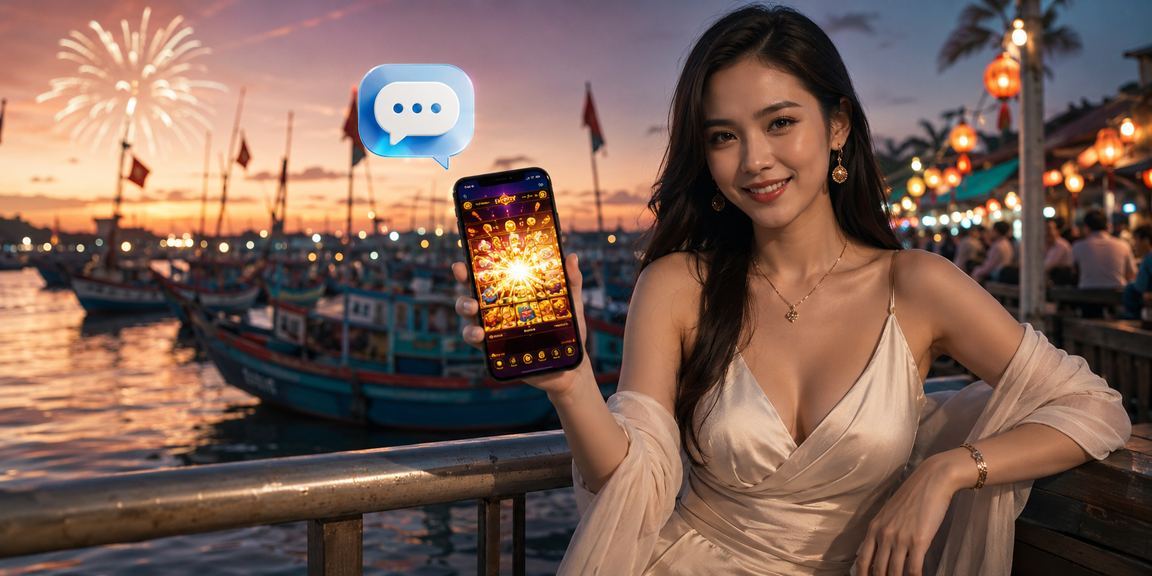 Khung cảnh một trò chơi slot với hình ảnh bãi biển Mũi Né nổi bật